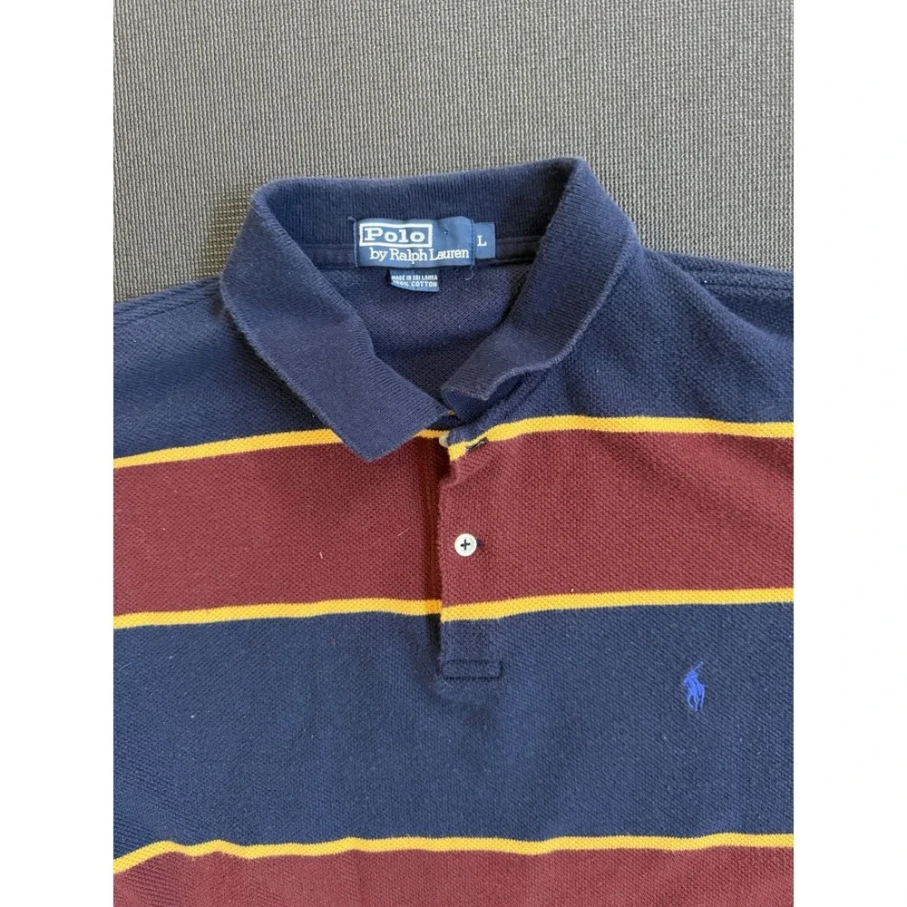 Vintage Polo Ralph Lauren Rugby Shirt Long Sleeve Men's L Navy Red